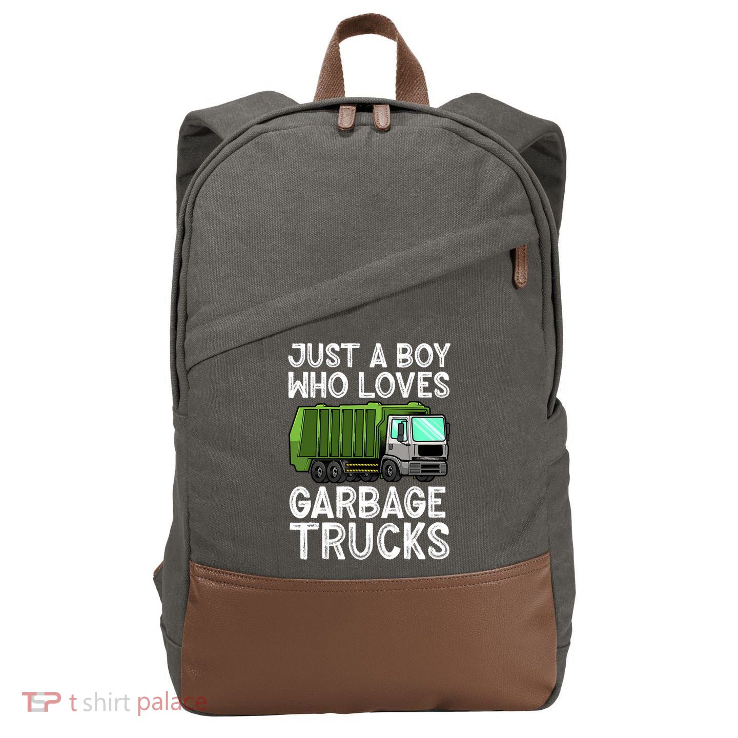 Funny Garbage Truck Design For Boy Trash Truck Cotton Canvas Backpack