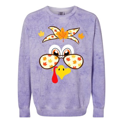 Funny Gobble Turkey Thanksgiving Face Costume Boys Girls Kid Colorblast Crewneck Sweatshirt