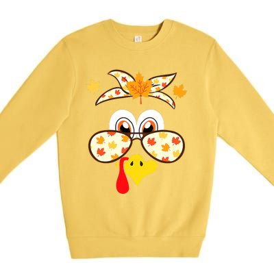 Funny Gobble Turkey Thanksgiving Face Costume Boys Girls Kid Premium Crewneck Sweatshirt