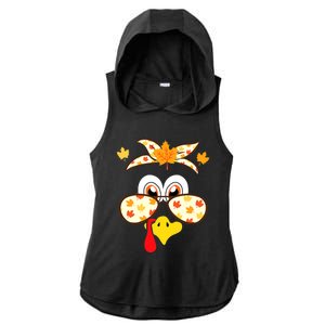 Funny Gobble Turkey Thanksgiving Face Costume Boys Girls Kid Ladies PosiCharge Tri-Blend Wicking Draft Hoodie Tank