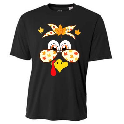 Funny Gobble Turkey Thanksgiving Face Costume Boys Girls Kid Cooling Performance Crew T-Shirt