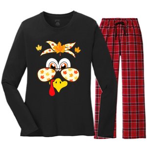 Funny Gobble Turkey Thanksgiving Face Costume Boys Girls Kid Women's Long Sleeve Flannel Pajama Set 