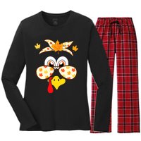 Funny Gobble Turkey Thanksgiving Face Costume Boys Girls Kid Women's Long Sleeve Flannel Pajama Set 