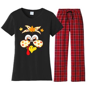 Funny Gobble Turkey Thanksgiving Face Costume Boys Girls Kid Women's Flannel Pajama Set