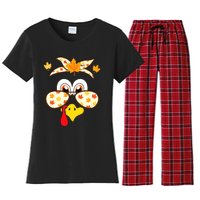 Funny Gobble Turkey Thanksgiving Face Costume Boys Girls Kid Women's Flannel Pajama Set