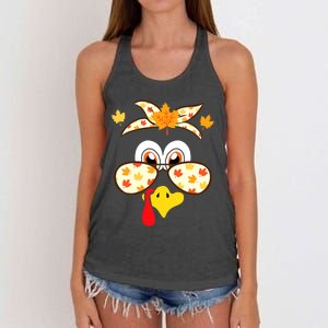 Funny Gobble Turkey Thanksgiving Face Costume Boys Girls Kid Women's Knotted Racerback Tank