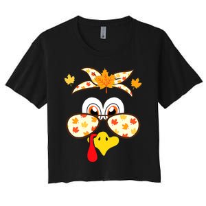 Funny Gobble Turkey Thanksgiving Face Costume Boys Girls Kid Women's Crop Top Tee