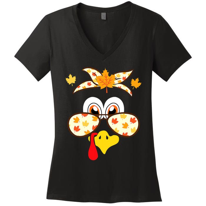 Funny Gobble Turkey Thanksgiving Face Costume Boys Girls Kid Women's V-Neck T-Shirt