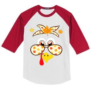 Funny Gobble Turkey Thanksgiving Face Costume Boys Girls Kid Kids Colorblock Raglan Jersey