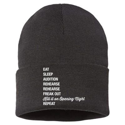 Funny Gift Theater Geek Gift Musical Life Eat Sleep Theatre Gift Sustainable Knit Beanie