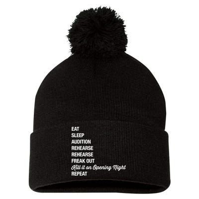 Funny Gift Theater Geek Gift Musical Life Eat Sleep Theatre Gift Pom Pom 12in Knit Beanie