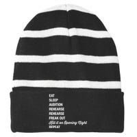 Funny Gift Theater Geek Gift Musical Life Eat Sleep Theatre Gift Striped Beanie with Solid Band