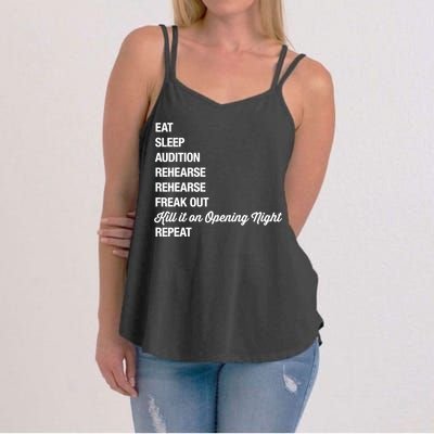 Funny Gift Theater Geek Gift Musical Life Eat Sleep Theatre Gift Women's Strappy Tank