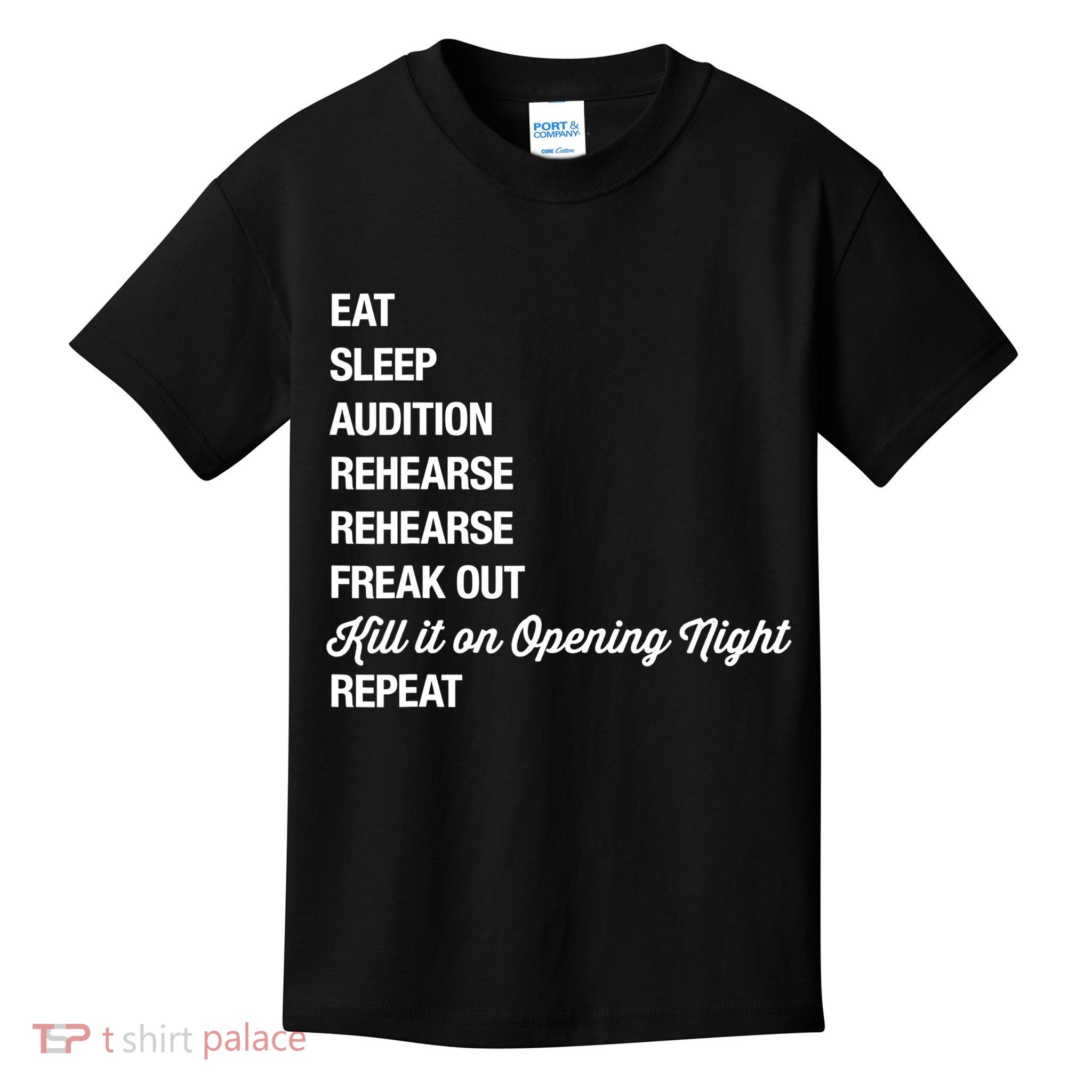 Funny Gift Theater Geek Gift Musical Life Eat Sleep Theatre Gift Kids T-Shirt
