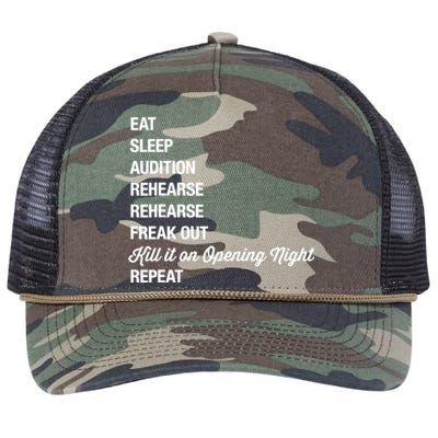 Funny Gift Theater Geek Gift Musical Life Eat Sleep Theatre Gift Retro Rope Trucker Hat Cap