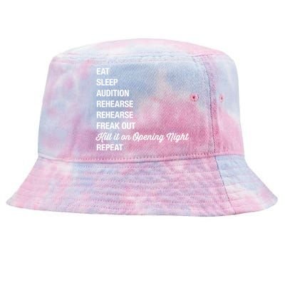 Funny Gift Theater Geek Gift Musical Life Eat Sleep Theatre Gift Tie-Dyed Bucket Hat