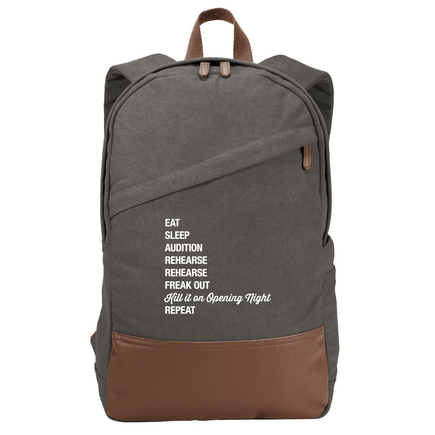 Funny Gift Theater Geek Gift Musical Life Eat Sleep Theatre Gift Cotton Canvas Backpack
