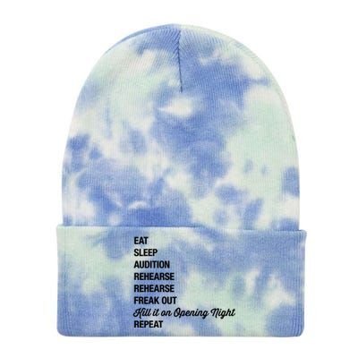 Funny Gift Theater Geek Gift Musical Life Eat Sleep Theatre Gift Tie Dye 12in Knit Beanie