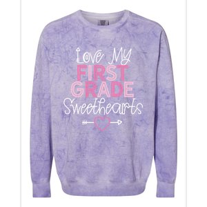 First Grade Teacher Valentines Day Cute Gift Love Sweethearts Gift Colorblast Crewneck Sweatshirt