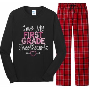 First Grade Teacher Valentines Day Cute Gift Love Sweethearts Gift Long Sleeve Pajama Set