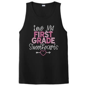 First Grade Teacher Valentines Day Cute Gift Love Sweethearts Gift PosiCharge Competitor Tank