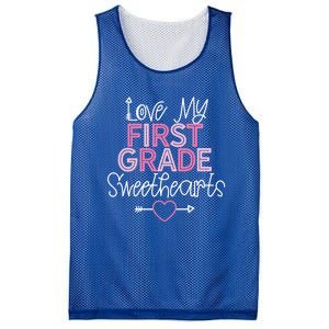 First Grade Teacher Valentines Day Cute Gift Love Sweethearts Gift Mesh Reversible Basketball Jersey Tank