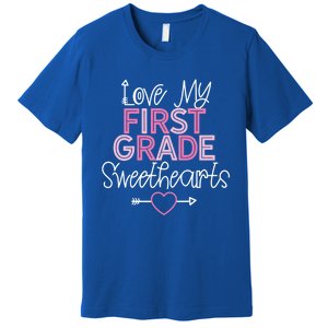 First Grade Teacher Valentines Day Cute Gift Love Sweethearts Gift Premium T-Shirt