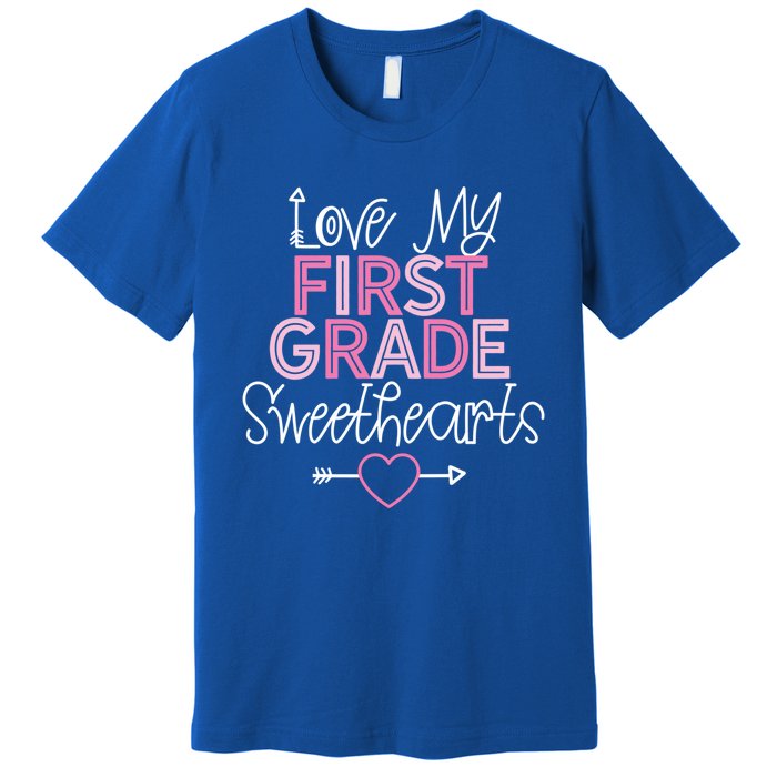 First Grade Teacher Valentines Day Cute Gift Love Sweethearts Gift Premium T-Shirt