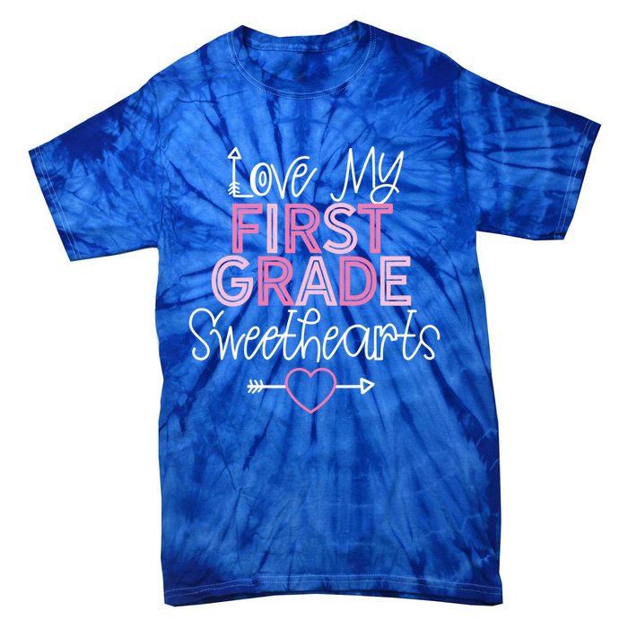 First Grade Teacher Valentines Day Cute Gift Love Sweethearts Gift Tie-Dye T-Shirt