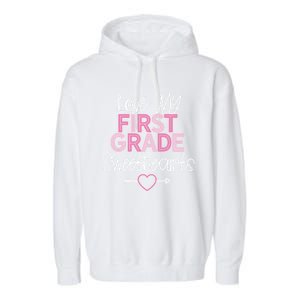 First Grade Teacher Valentines Day Cute Gift Love Sweethearts Gift Garment-Dyed Fleece Hoodie