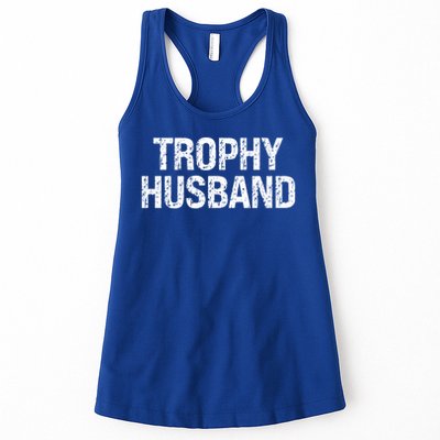 Funny Gift Trophy Husband Awesome Distressed Design Hubby Dad  Womens Tank Top