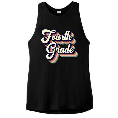 Fourth Grade Teacher Retro Vintage Ladies PosiCharge Tri-Blend Wicking Tank