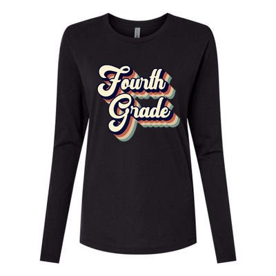 Fourth Grade Teacher Retro Vintage Womens Cotton Relaxed Long Sleeve T-Shirt