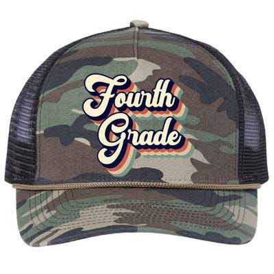 Fourth Grade Teacher Retro Vintage Retro Rope Trucker Hat Cap