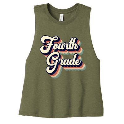 Fourth Grade Teacher Retro Vintage Women's Racerback Cropped Tank