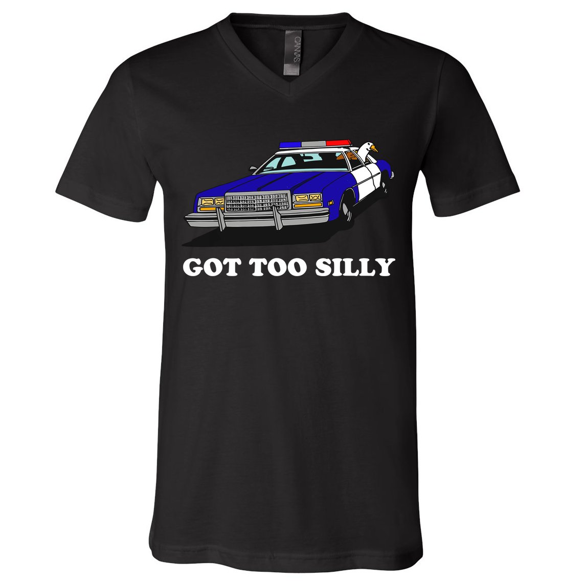 Funny Got Too Silly Goose V-Neck T-Shirt