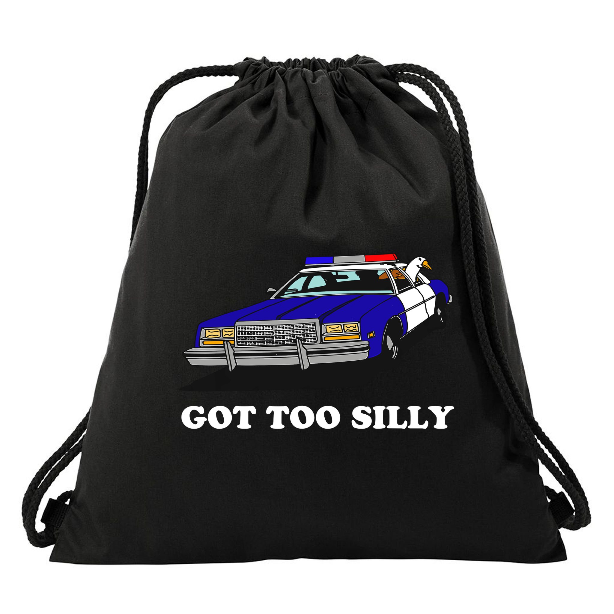 Funny Got Too Silly Goose Drawstring Bag
