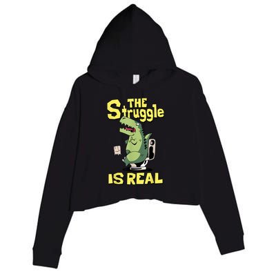 Funny Gift The Struggle Is Real Trex Gift Short Arm T Rex Funny Crop Fleece Hoodie