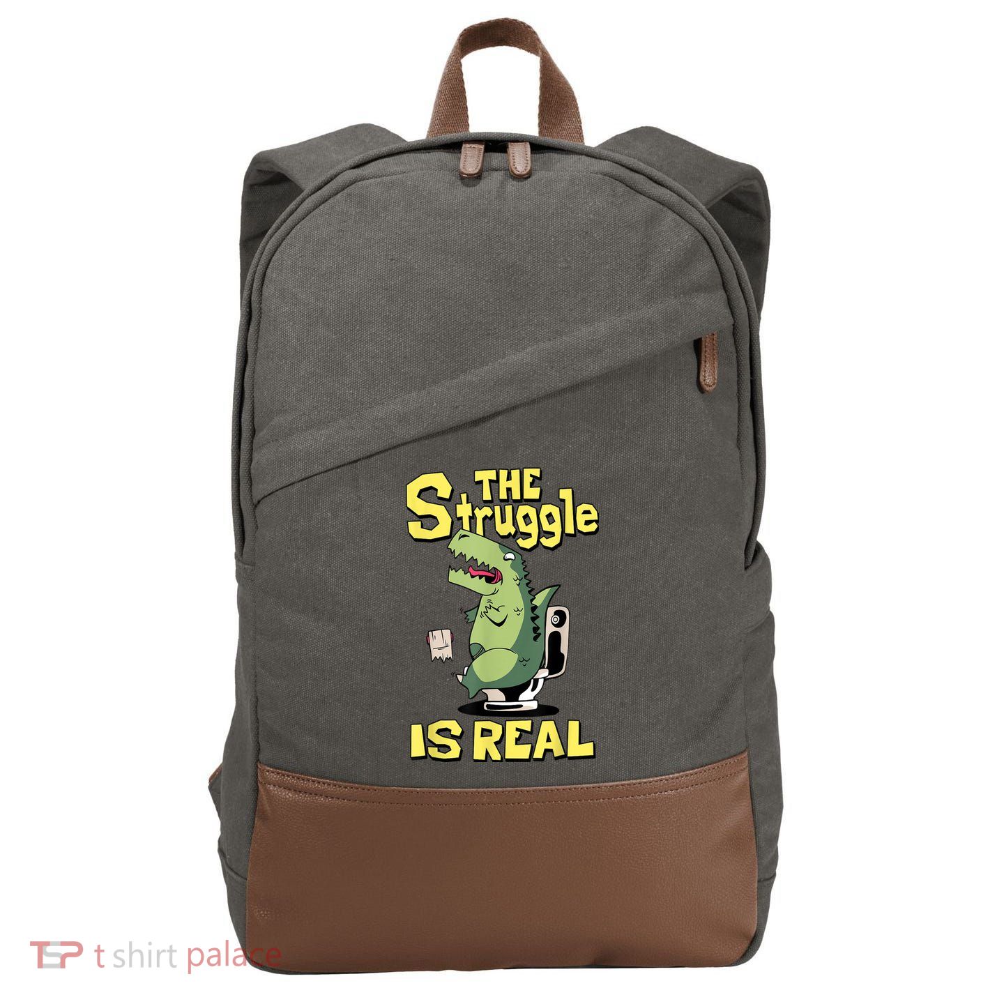 Funny Gift The Struggle Is Real Trex Gift Short Arm T Rex Funny Cotton Canvas Backpack