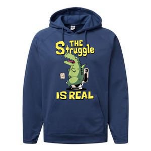 Funny Gift The Struggle Is Real Trex Gift Short Arm T Rex Funny Performance Fleece Hoodie