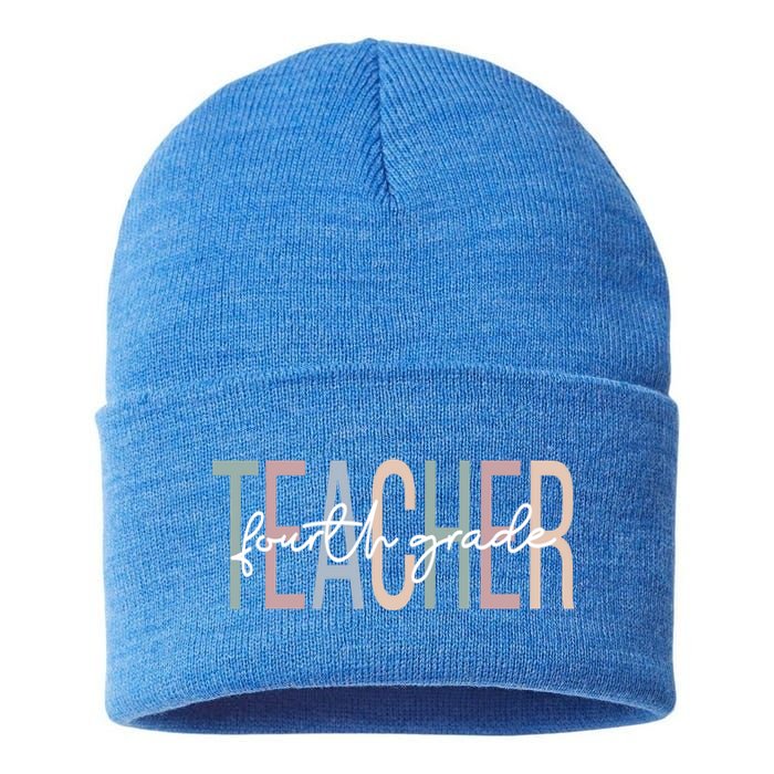 Fourth Grade Teacher Boho 4Th Grade Teacher Meaningful Gift Sustainable Knit Beanie