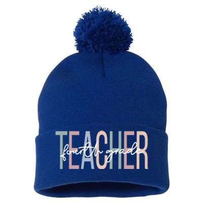 Fourth Grade Teacher Boho 4Th Grade Teacher Meaningful Gift Pom Pom 12in Knit Beanie