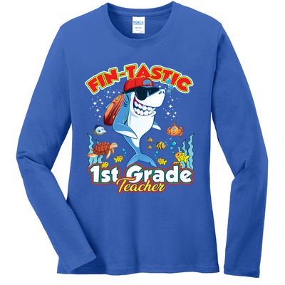 First Grade Teacher Shark Meaningful Gift Ladies Long Sleeve Shirt