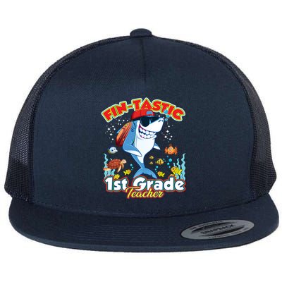 First Grade Teacher Shark Meaningful Gift Flat Bill Trucker Hat