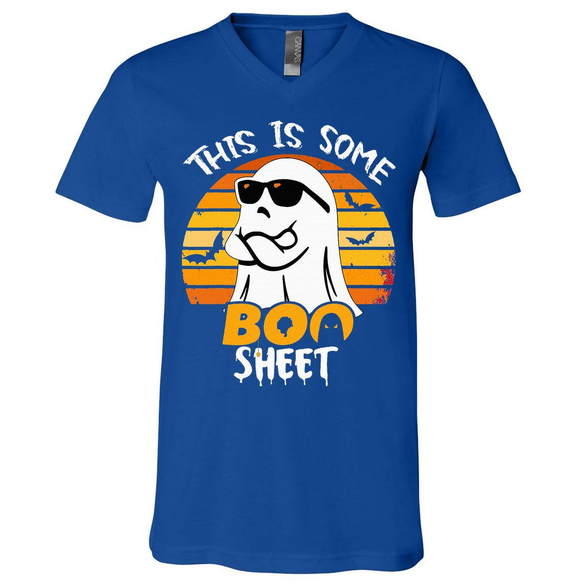 Funny Ghost This Is Some Boo Sheet horror Halloween Costume V-Neck T-Shirt