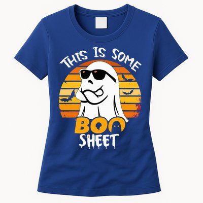 Funny Ghost This Is Some Boo Sheet horror Halloween Costume Womens T-Shirt