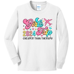 Funny Girl Trip 2024 Cheaper Thsn Therapy Kids Long Sleeve Shirt