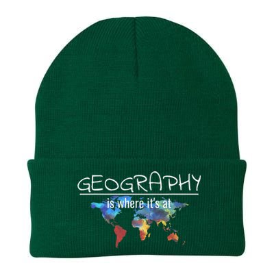 Funny Geography Teacher Earth Day Design Is Where It's At Knit Cap Winter Beanie