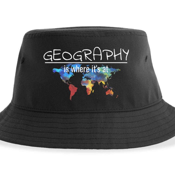 Funny Geography Teacher Earth Day Design Is Where It's At Sustainable Bucket Hat