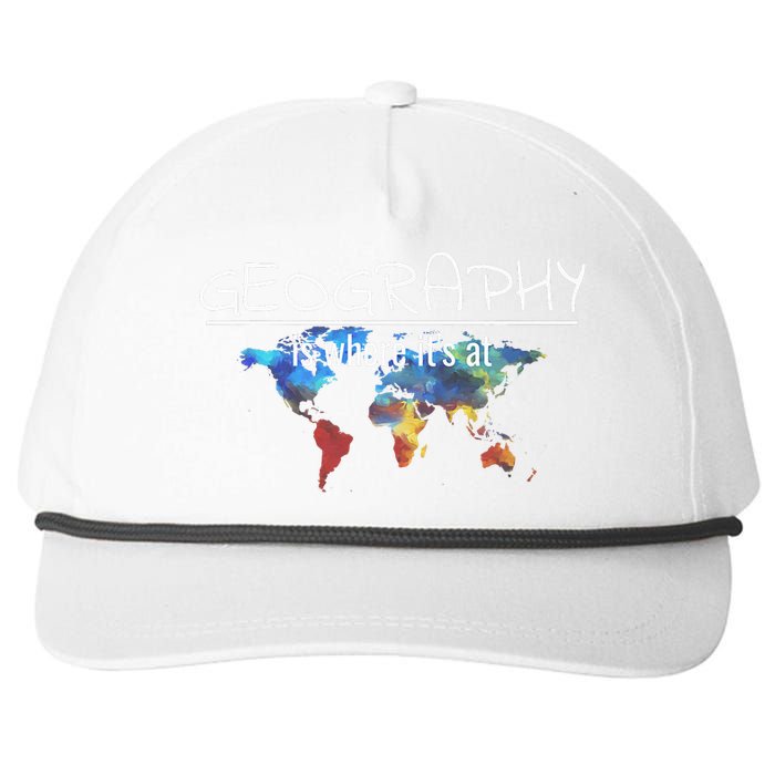 Funny Geography Teacher Earth Day Design Is Where It's At Snapback Five-Panel Rope Hat